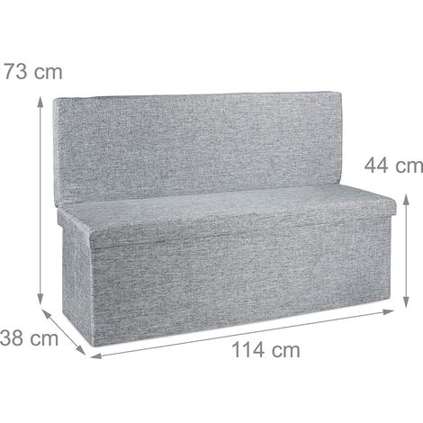 Taburete otomano banco con almacenaje plegable de lino 114 cm gris 1300027832
