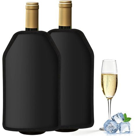 2 Pcs Rafraîchisseurs pour Bouteilles de Vin, Refroidisseur de Bouteille Vin, Manchette à Vin pour refroidir le Champagne, Bière, Vin-Noir (1/5)
