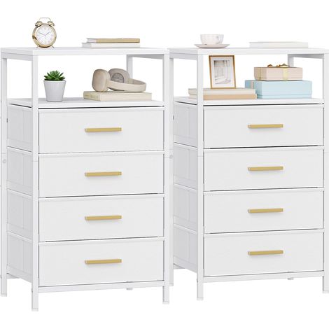Table de Chevet Lot de 2, Commode avec Pliable 4 Tiroirs en Tissu (1/5)