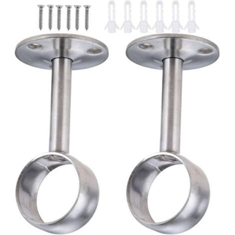 32mm Supports de tringles à rideaux, Support de Bride de Douille en acier inoxydable, Accrocher le tige de penderie robuste avec vis, pour salle de bain, cuisine, armoire (1/5)