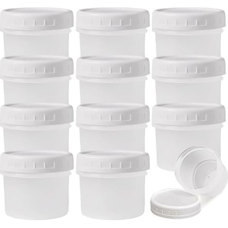 Lot de 12 petits pots de conservation en plastique de 160 ml avec couvercles, réutilisables et empilables, pour congélateur et sauces (1/5)