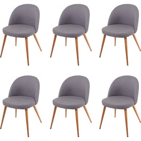 6x chaise de salle à manger HWC-D53, fauteuil, style rétro années 50, en tissu - gris foncé (1/3)