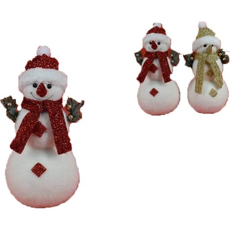Pupazzo neve polare bianco con cappello sciarpa di natale rosso oro decorazioni addobbi natalizi set da 2 igloo idea regalo casa (1/5)