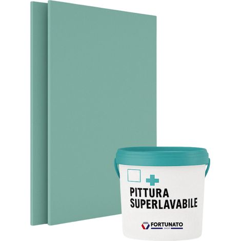 Set 1 idrolastra cartongesso h2 ba13 1200x2000 pittura superlavabile 2,5 l (1/5)