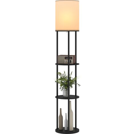 Lampadaire avec étagères, 3 températures de couleur, télécommande pour salon, chambre, bureau, noir (1/5)