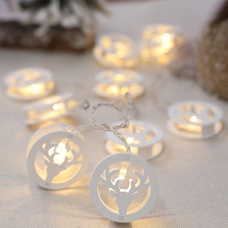 Guirlande Lumineuse En Bois - Flocon De Neige Et Maison Creuse À Led - Décoration De Noël Intérieure Et Extérieure - 1 Pièce (1/3)