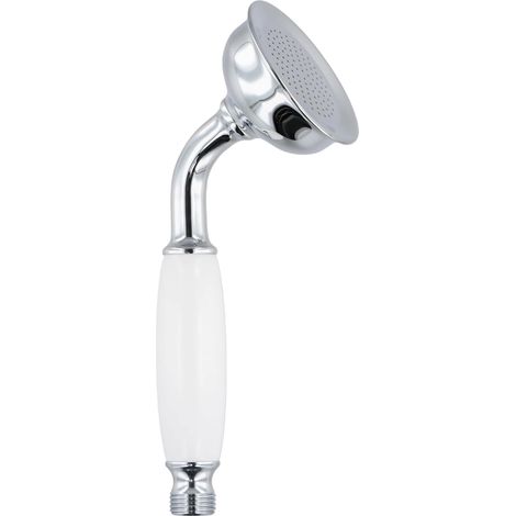 Pommeau de Douche Rétro en Laiton Blanc, Douchette Haute Pression avec Poignée en Céramique, Pomme de Douche Anti Calcaire Universelle G1/2 pour Salle de Bain (1/5)