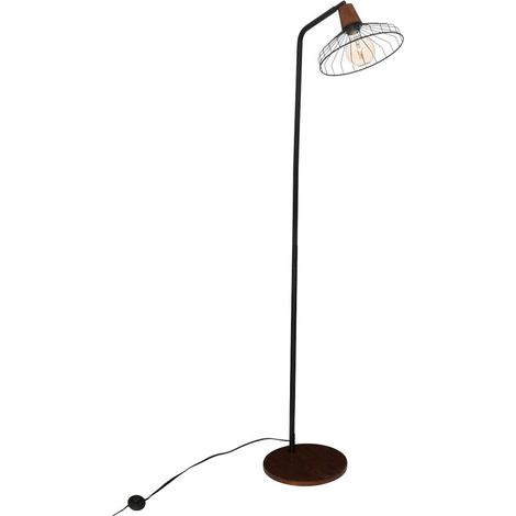Lampadaire droit "Le café bordelais" métal et bois caramel Atmosphera - - (1/5)