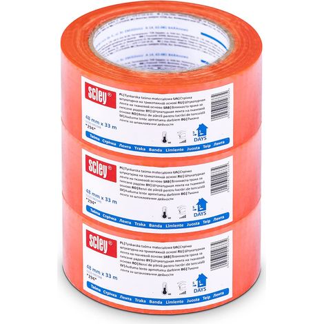 Scley nastro adesivo carta, Anstreicher-Klebeband Larghezza 48mm, Lunghezza 33m, 3 pezzi nastro telato, nastro adesivo resistente all'acqua, nastro carta, masking tape, Serie 294, A0323-943348 (1/5)