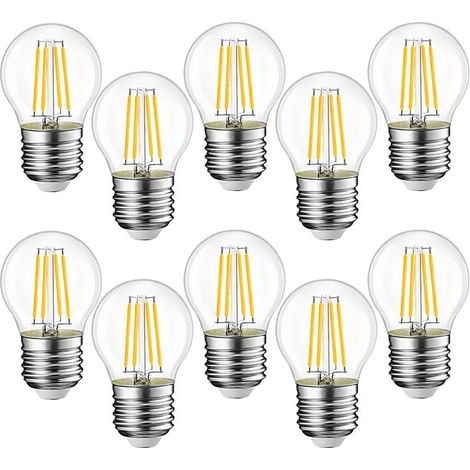 10pcs E27 G45 LED Bulbs 4W Equivalent to 40W, E27 Retro LED Bulbs, 3000K Warm White Clear Glass, 10pcs (1/5)