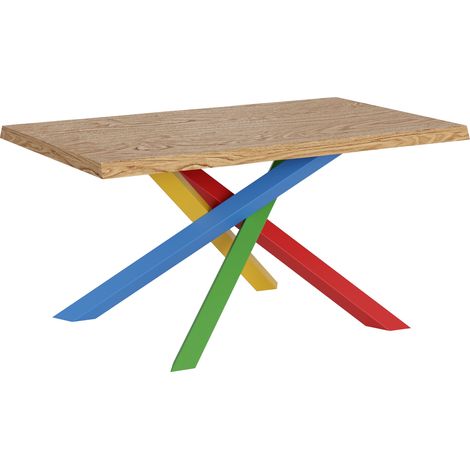 Tavolo Fisso 140x90 cm Versalux Rovere Scortecciato Gambe Multicolore 4/B