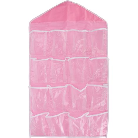 Organisateur mural à accrocher pour porte, rangement avec pochettes en polyester pour chambre et salon, rose (1/5)