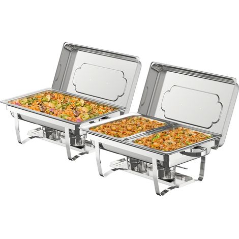 réchauds Fondue Acier Inoxydable Cadre Pliable bac Eau Ensemble Taille Standard Demi-poêle Pinces Service Mariages fêtes Restauration (1/5)