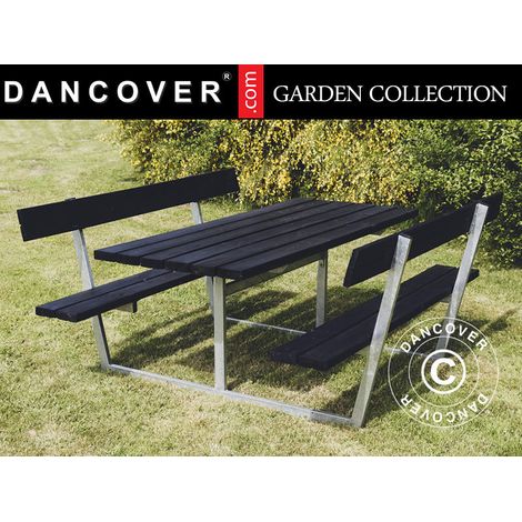 Table de pique-nique avec dossier, 1,8x1,75x0,85m, Noir - Dancover