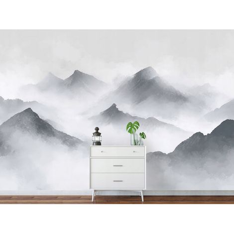 Fototapete Berge Nebel Landschaft, für Wohnzimmer und Schlafzimmer, 150 x 105 cm – Komplettset inkl. Kleister & Anleitung (1/5)