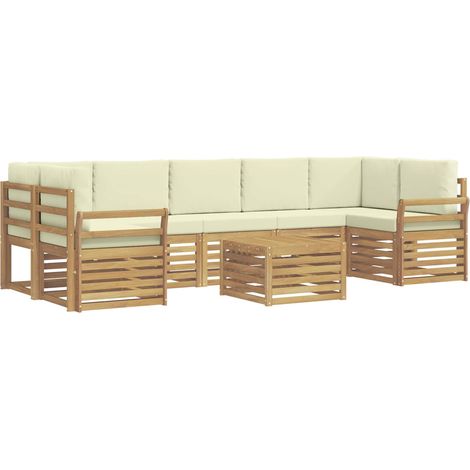 Outdoor Sofa Set with Cushion 8 pcs White and Cream Polyester vidaXL