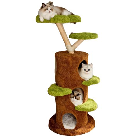 Albero per gatti, design multilivello, materiali resistenti, verde (1/2)