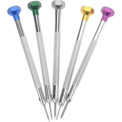 5 Precision Screwdrivers - Slotted Flat Blade - Watchmaker Repair Tools - 0.8 to 1.6 mm (1/5)
