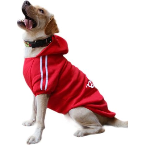 Warm Cotton Hoodie for Dogs Pet Sweater Clothes Jacket for Dogs Coat Jumpsuit Costume, Red, 5XL (1/5)