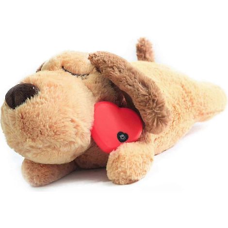 Jouet pour chiot de 25 à 26 cm avec battements de cœur, pour apaiser l'anxiété de séparation des chiots. Peluche douce et compagne idéale pour dormir. (1/4)