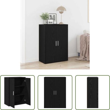vidaXL Wohnzimmer - Sideboard Schwarz Eichen-Optik 60 x 31 x 84 cm Holzwerkstoff (1/5)
