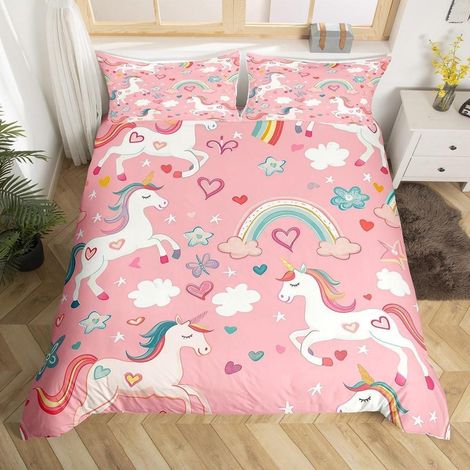 Bettwäsche-Set 135x200cm mit Einhorn-Motiv für Kinder