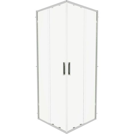 Cabine de douche coulissante 70x70cm avec profilés minces en aluminium chromé Verre transparent 6mm h190 - Réversible Mod. Portofino