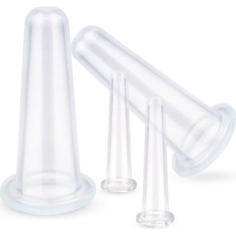 Juego de 4 ventosas de silicona para masaje facial, para rostro y ojos, así como para la piel del cuello (2 pequeñas y 2 grandes). (1/5)