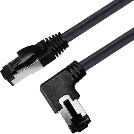 MAXTRACK Cavo de connessione Cat 8.1 - TI52-2L, cable LAN per applicazioni 25GBase-T/40GBase-T/50GBase-T, cable de connessione, cable de rete Cat. 8.1, connettore RJ45 dritto a connettore RJ45 angolat