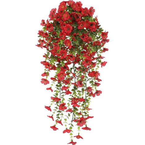 Artificial Violet Bouquet 76 cm – Realistic Hanging, durable and UV-resistant for home and garden, Red (1/5)