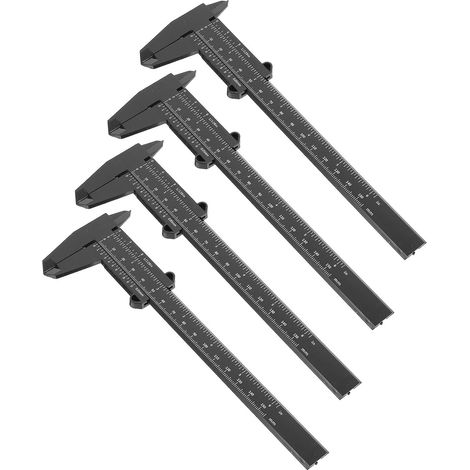 4 Pcs Pied à Coulisse Plastique Outil de Mesure de Précision 15 cm pour Petites Mesures en Garages Noir (1/5)