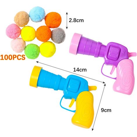 Pistolet lanceur de pompons interactif pour chat avec 100 balles souples