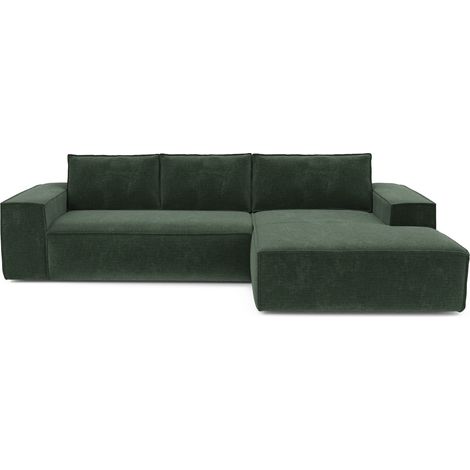 Canapé convertible angle droit 5 places en velours vert émeraude (1/5)