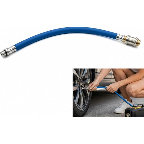 Tuyau Gonflage Pneu PU 46cm Raccord Rapide 1/4 Laiton 300 PSI (1/5)
