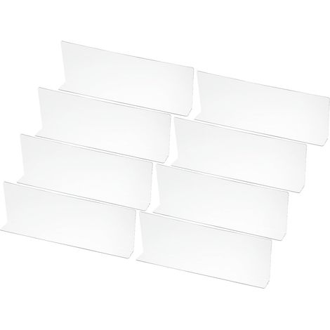 8 Pack Séparateurs d'étagères pour l'organisation Placard, 13.8x1.6x4.8 Cloisons d'armoires Acrylique pour étagères Cuisine Bloqueur sous Le lit pour Chambre Cuisine, Transparent (1/5)