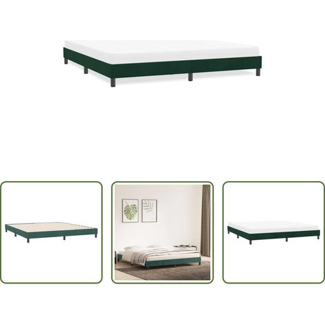 Sommeil confortable - Cadre de lit sans matelas vert foncé 180x220 cm velours (1/5)