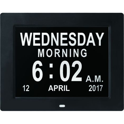 Horloge calendrier numérique 8 pouces avec date et heure, horloge Alzheimer pour parents, noir,21.5172.4cm (1/3)