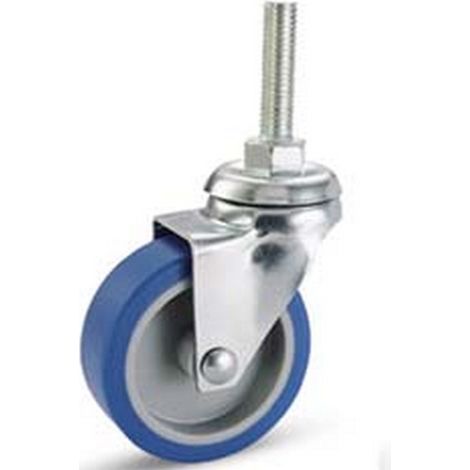 4PZ RUOTE FORCELLA GOMMA BLU SINTETICA PERNO "221B"  mm40x18 perno
