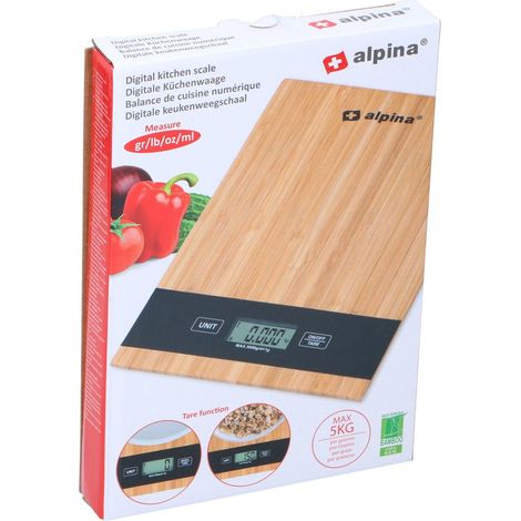 Alpina Digitale Bambou Keukenweegschaal 5 KG (1/3)