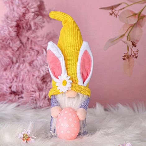 Lapin De Pâques - Décoration En Peluche Sans Visage - Nain - Accrochage Murale - 30 X 8 X 11 Cm - 1 Pièce (1/2)