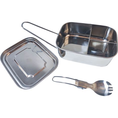 Lunchbox in Acciaio Inox Contenitore Per Pranzo Scatole Bento con Tre Scomparti 1200ml Portapranzo per Scuola Ufficio Campeggio (1/3)
