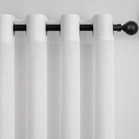 White Curtain Linen Curtains 140 x 225 cm Living Room Opaque Soft Light Translucent Draperies Eyelets Decorative Bedroom Adult Child Window Bedroom Dressing Room (1/5)