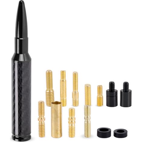 Car roof antenna customization: 5.5-inch carbon fiber bullet-shaped radio antenna, universal model - black. (1/4)