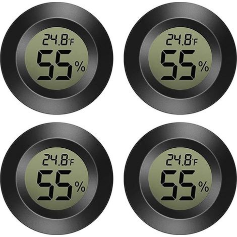 Mini igrometro, confezione da 4 piccoli termometri e igrometri digitali per interni ed esterni, ideali per auto, serre, casa e cantina, colore nero. (1/5)