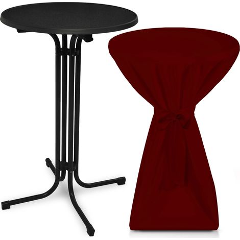 Outdoor Stehtisch Bellini, klappbar, Ø60cm, Bordeaux, mit Husse