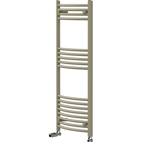 LuxeBath Termoarredo Scaldasalviette Sahara 500x1200 con Valvola Termostatica Portasciugamano da Parete con Design Moderno, Calorifero Curvato con Attacco Laterale, Colore Beige Opaco Potenza 500 Watt (1/5)