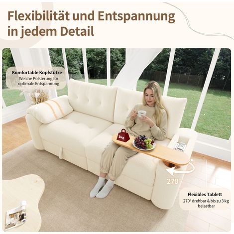 Modulares Ecksofa aus Stoff in Beige 207.5 x 80 x 87 cm HOMAIRE (1/5)