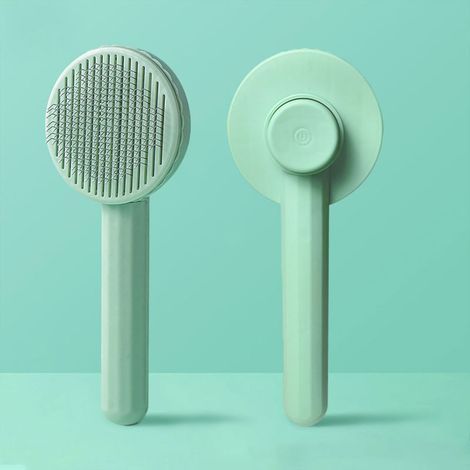 Matcha Green Cat and Dog Brush, Self-Cleaning Cat and Dog Grooming Brushes, Professional Stainless Steel Comb for Loose Hair on Cats and Dogs, One-Click Hair Removal