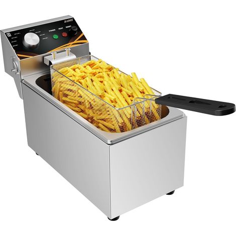3.5L Friteuse Électrique avec Thermostat 60-200°C Acier Inoxydable Friteuse Électrique avec Panier et Couvercle, pour Maison, Restaurant et Fast‑Food, 2000W (1/5)