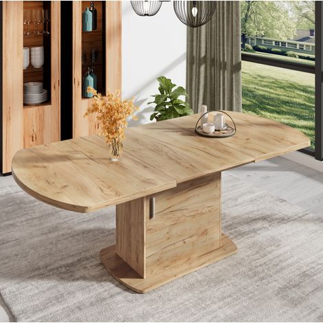 MODFU – Mesa extensible 140/200x80x75 cm de aglomerado con almacenamiento bajo el tablero, tiradores y carga 60 kg – Roble (1/5)